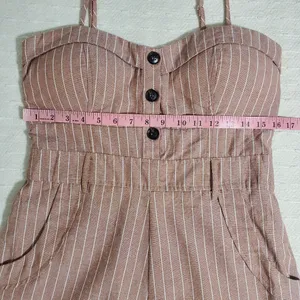 Active USA Brown and white Striped print‎ Romper Size L thumbnail 4