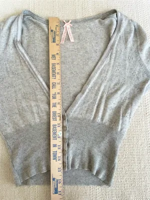 VTG Y2K Abercrombie Fitch Silk Blend Pointelle Cardigan Gray Sz M Bella Swan thumbnail 5