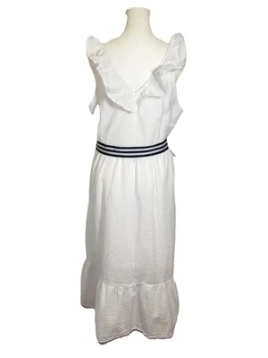 Vineyard Vines Target Nautical White Seersucker Ruffle Sundress size Lg thumbnail 7