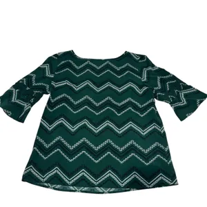Banana Republic Green Black Short Sleeve Geometric Tunic Top L‎ Large thumbnail 4