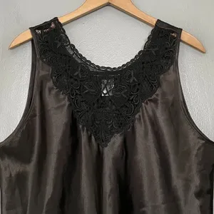 Vintage Satin Lace Top Size Large Black Lingerie Dark Romantic Office Siren Sexy thumbnail 2