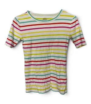 J. Crew Women’s White Multi-Stripe Short Sleeve Tee thumbnail 1