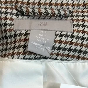 H&M Blazer Jacket Houndstooth Brown Fitted 1 Button Academia Small Fall $49 thumbnail 6