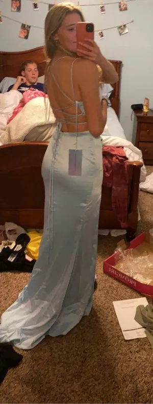 PromGirl Blue Open-Back Prom Dress thumbnail 4