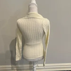 White Fox Off White Button Down Fitted Sweater thumbnail 4