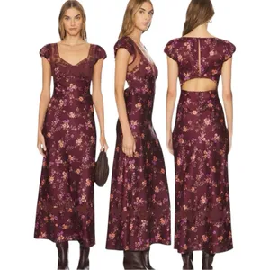 Free People Dainty Lace Retro 90s Butterfly Babe Maxi Dress in Brown Combo Small thumbnail 11