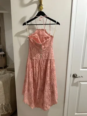 FARM RIO Blush Eyelet Midi Dress in Pink Size X-Small thumbnail 7