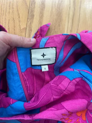 Tuckernuck X Cameran‎ Eubanks Wild Azalea Edisto Dress Pink Blue Linen Small S thumbnail 7