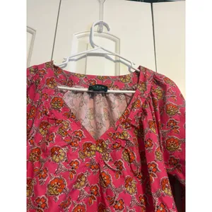 J. Crew Collection Midi Dress Floral Block Print Pink V-Neck‎ Long Sleeve Size S thumbnail 8