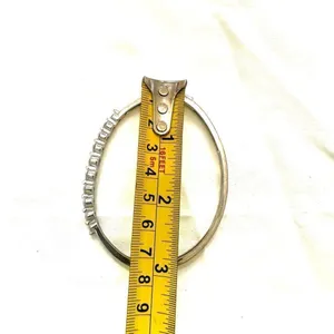 Rhodium plated cubic zirconia hinged bangle bracelet thumbnail 7