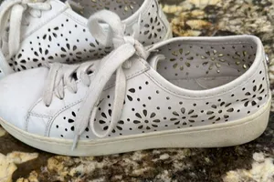 White airy sneakers with flower cutouts Size 8 thumbnail 4