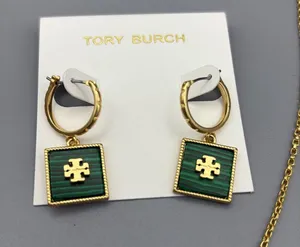 Tory Burch Heart and Square Charm Necklace & Earrings in Semiprecious Stone thumbnail 4