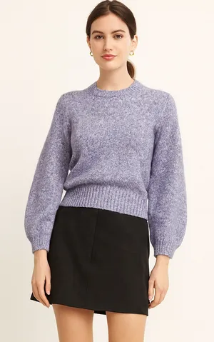 J. Crew light purple lavender cotton linen blend sweater subtle. balloon sleeve thumbnail 1