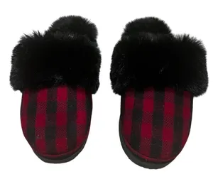 Gianni Bini Faux‎ Fur Size US 9 slippers house shoes fuzzy plaid buffalo plaid thumbnail 1