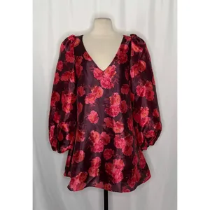 NWT!! Anthropologie BHLDN Aliana V Neck Floral Organza Mini Dress Large thumbnail 2