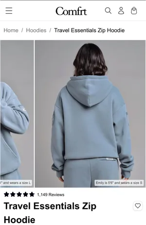 Comfrt Travel Essentials Zip Hoodie thumbnail 2