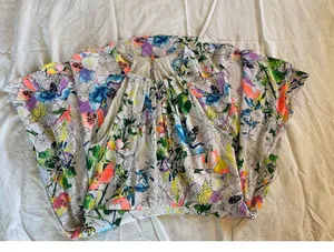 Express Floral High Neck Dress – Watercolor Print, A-Line Fit & Flare, Size 8 thumbnail 8