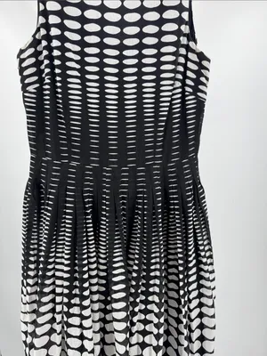 Talbots Black and White Polka Dot knee length Dress 8 cotton career party event thumbnail 9