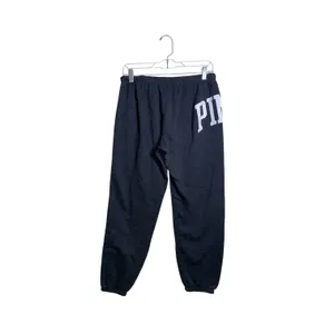 PINK Victoria’s Secret Lace-Up Jogger Sweatpants Dark Gray Logo Fleece thumbnail 5