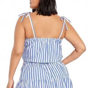 Old Navy Blue White Striped Two Piece Skirt Set XL NWT Cotton Poplin Summer thumbnail 9
