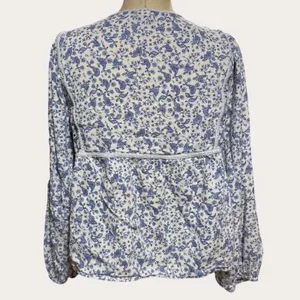 Old Navy M Poet Top Oversized Peasant Blue Paisley Cottage Boho Spring‎ Hippie thumbnail 4