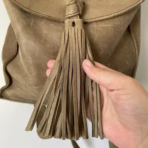 Raven + Lily Emerson Leather Backpack Purse Tassel Fold-Over Closure Brown OS thumbnail 5
