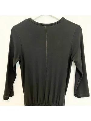 Sundry Ruched Blouson Dress‎ Size XS Black Gold Thread Stretch Knit Mini Capsule thumbnail 10