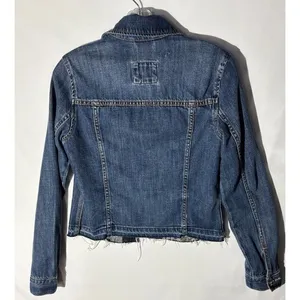 Abercrombie & Fitch Womens Denim Jacket Medium Wash‎ Raw Hem Blue XS Cotton thumbnail 2