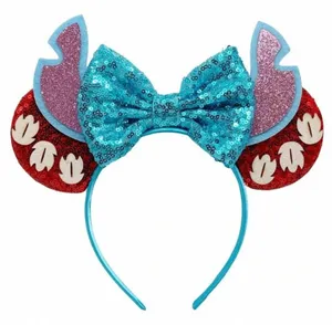 NEW Mouse Ear Headband Lilo & Stitch Disney Hawaiian Movie Theme Glitter Sequin thumbnail 3