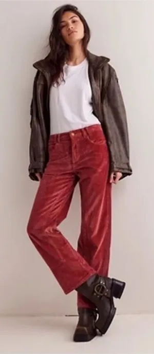 Free People We the free risk taker high rise‎ straight cord jeans size 27 thumbnail 1