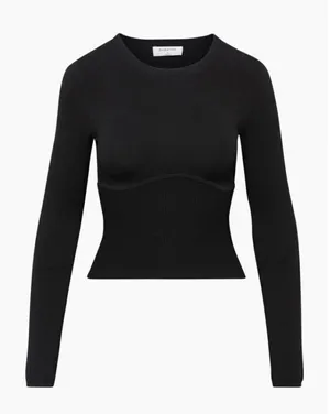 Babaton Sculpt Knit Empire Longsleeve Black Top (S) thumbnail 1