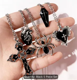 & Other Stories Y2K Vintage Style Stainless Steel (5) Piece Gothic/Punk Style “18 inch Necklaces thumbnail 1