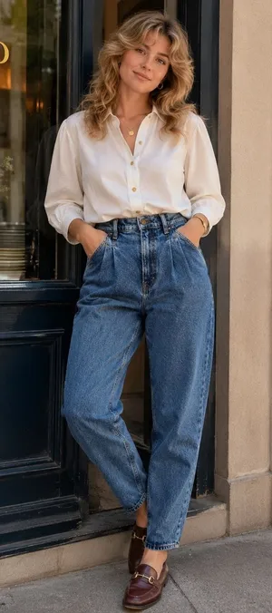 Abercrombie & Fitch 80s Mom Pleated Ultra High Rise Jeans Women 28/6R Blue thumbnail 1
