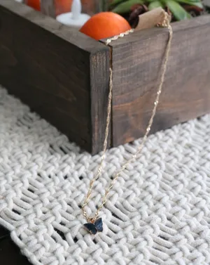 Black butterfly necklace Gold thumbnail 1