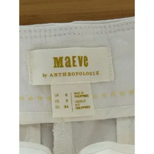 Anthropologie Maeve Pleated Shorts Size 2 White High Waist Cotton Stretch thumbnail 3
