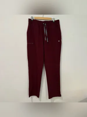 Figs Yola High Waisted Pant in Burgundy L Tall thumbnail 2