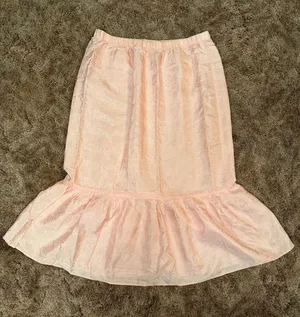 Vintage Handmade Baby Pink Floral Jacquard Skirt Romantic Coquette Aesthetic thumbnail 1