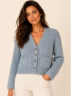 Madewell Wool Silk Cardigan Speckled Blue Quiet Luxury Parisian Scandi‎ Academia thumbnail 1