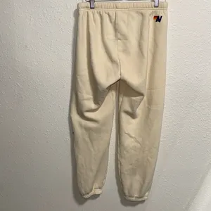 Aviator Nation Haight Ashbury Sweatpants Cream Rainbow Logo‎ Relaxed Joggers M thumbnail 8