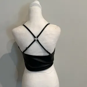 Tiger Mist Black Faux Leather Lace Up Tank Top thumbnail 4