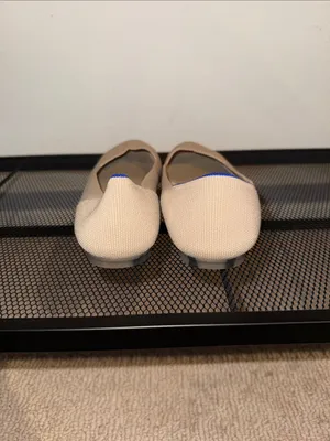 Rothy’s Knit Ballet Flats in Beige with Blue Trim thumbnail 3