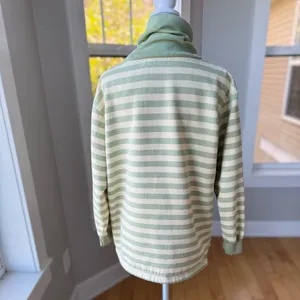 Vintage 90s Jaclyn Smith Sport Green Yellow Stripe Turtleneck Sweatshirt L thumbnail 3
