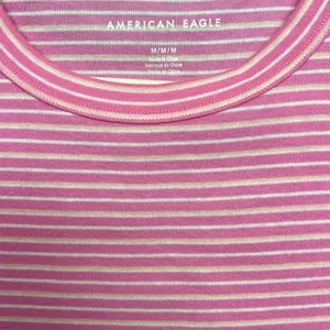 American Eagle Pink Striped Cropped Tee Medium thumbnail 4