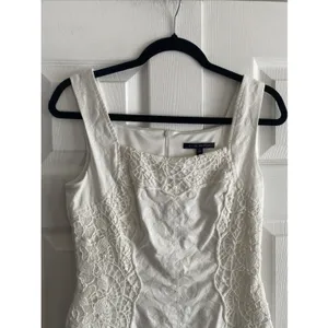 David Meister Crochet Lace Jacquard Sheath Dress Womens Size 4 White Bridal thumbnail 3