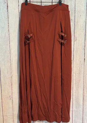 NWT HALARA High Waisted Decorative Buckle Split 2-in-1 Maxi Casual Skirt thumbnail 1