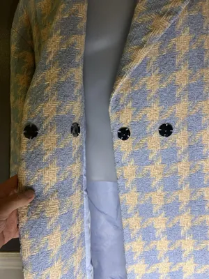 Baloot Coat Womens Small Blue Houndstooth Tweed 3/4 Sleeve Button Front Lined thumbnail 12