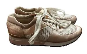 Michael Kors MK Allie Trainer Leather Pink‎ Gold Sneaker Shoes Size 8 thumbnail 1