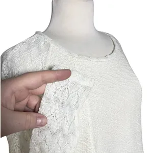 ANTHROPOLOGIE ONE SEPTEMBER Women’s Boho Ivory Sweater Knit Lave Top thumbnail 4