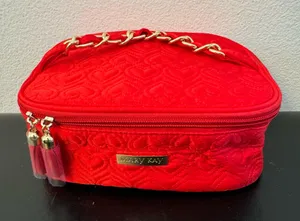 Red Pink Mary Kay makeup bag with gold chain handle #glam #makeup bag New thumbnail 2