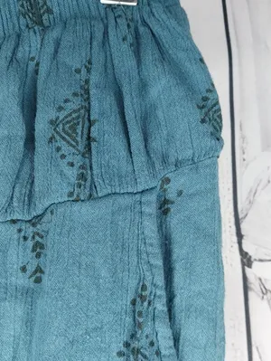 Free People Harem Teal Printed Elastic Waist Boho Hippie Festival Pants thumbnail 4